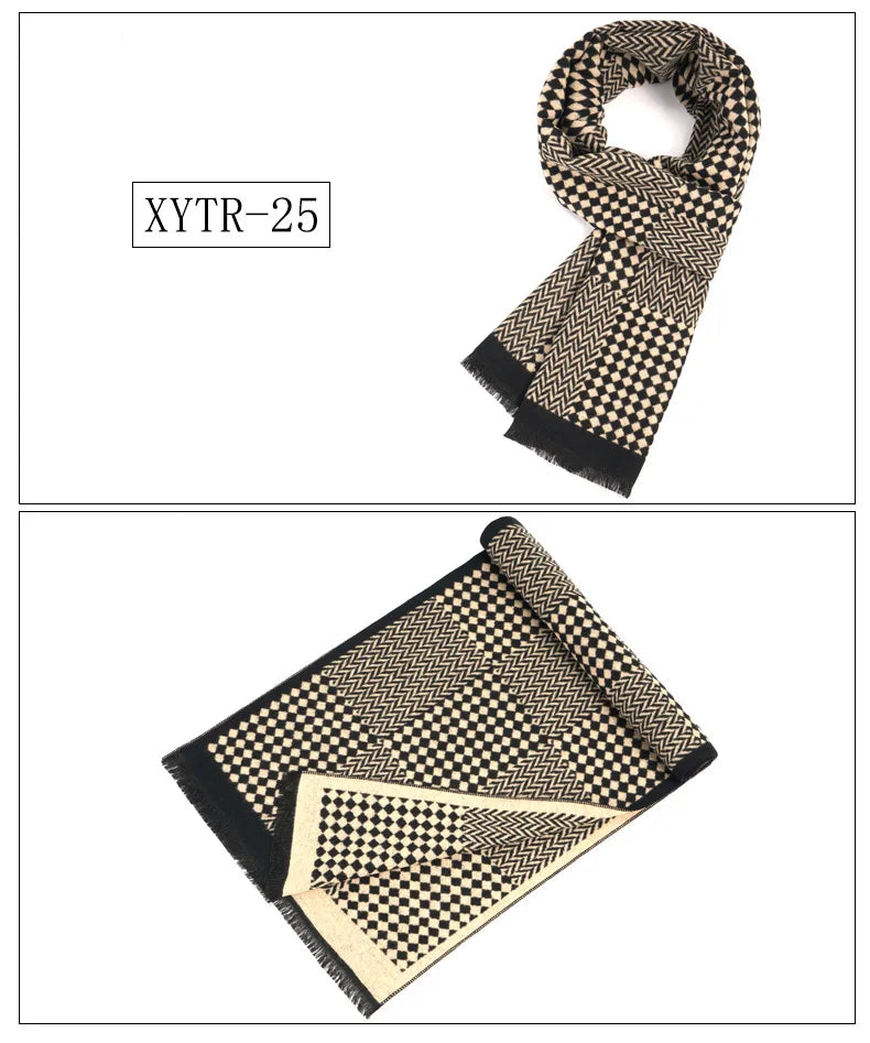 Classic Brand Scarfs for Men Thick Imitation Cashmere Shawl Scarves Winter Warm Business Muffler Scarves Long Wrap