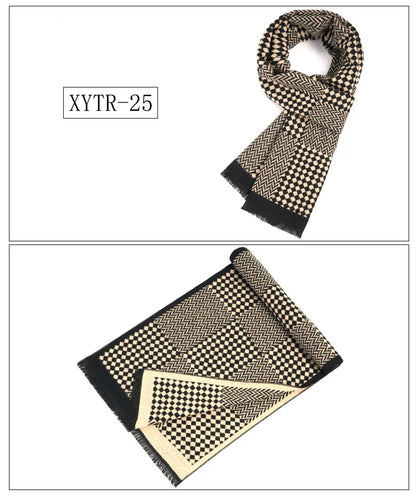 Classic Brand Scarfs for Men Thick Imitation Cashmere Shawl Scarves Winter Warm Business Muffler Scarves Long Wrap