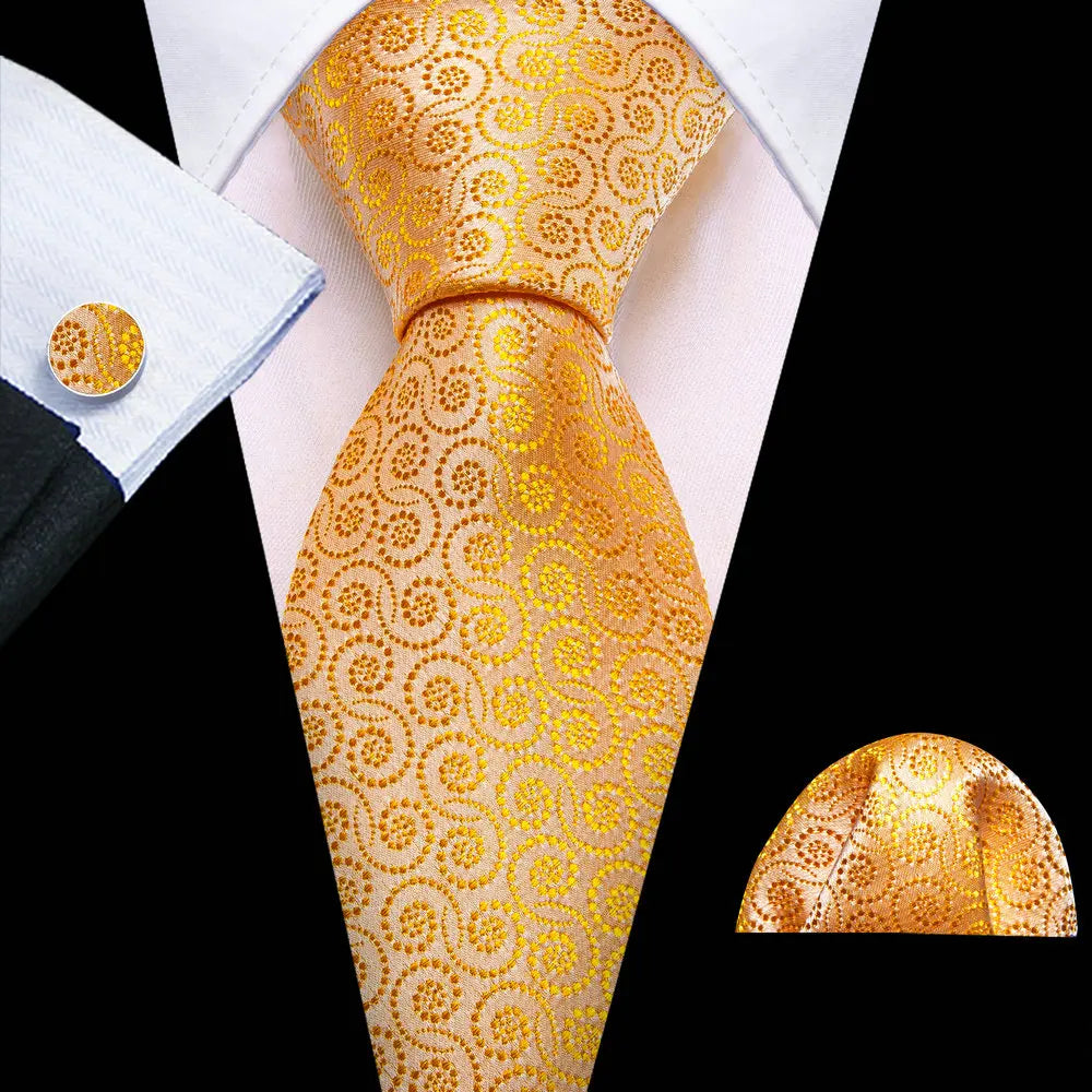 Barry.Wang Colorful Men Tie Handkerchief Cufflinks Set Novelty Floral Necktie for Male Designer Wedding Business Party Gift