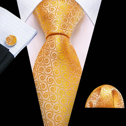 Barry.Wang Colorful Men Tie Handkerchief Cufflinks Set Novelty Floral Necktie for Male Designer Wedding Business Party Gift