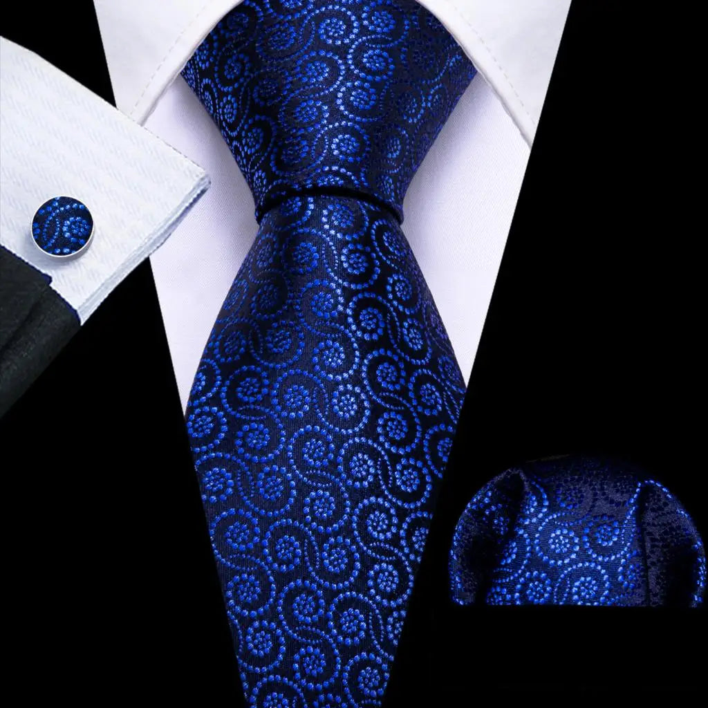 Barry.Wang Colorful Men Tie Handkerchief Cufflinks Set Novelty Floral Necktie for Male Designer Wedding Business Party Gift