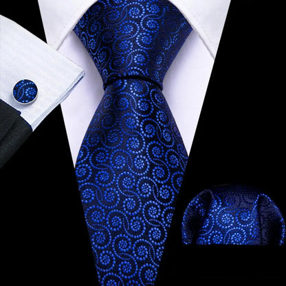 Barry.Wang Colorful Men Tie Handkerchief Cufflinks Set Novelty Floral Necktie for Male Designer Wedding Business Party Gift