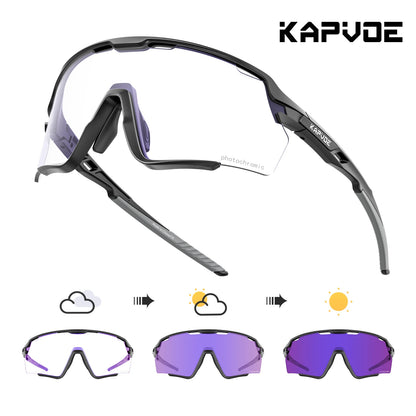 Kapvoe Cycling Glasses Photochromic Cycling Sunglasses UV400 MTB Sports Eyewear Outdoor Bicycle Goggles Bike Cycling Equipment