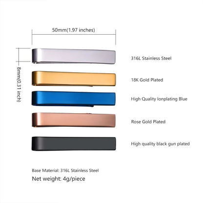 U7 Stainless Steel 5pcs/set Tie Clips for Men Flat Clip Mix Metal Colors Necktie Gift for Him Daily Jewelry Set
