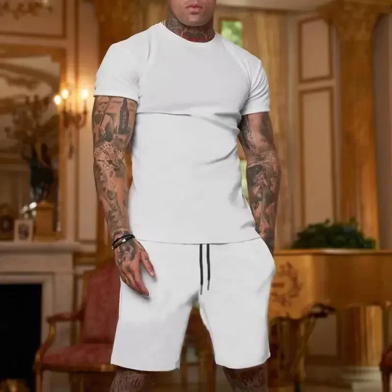 Casual summer outdoor sportswear set for men breathable T-shirt and shorts casual and fashionable two-piece sportswear