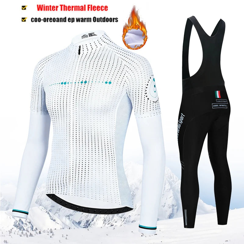 Winter Thermal Fleece Cycling Jersey Set Tour De Italy D&