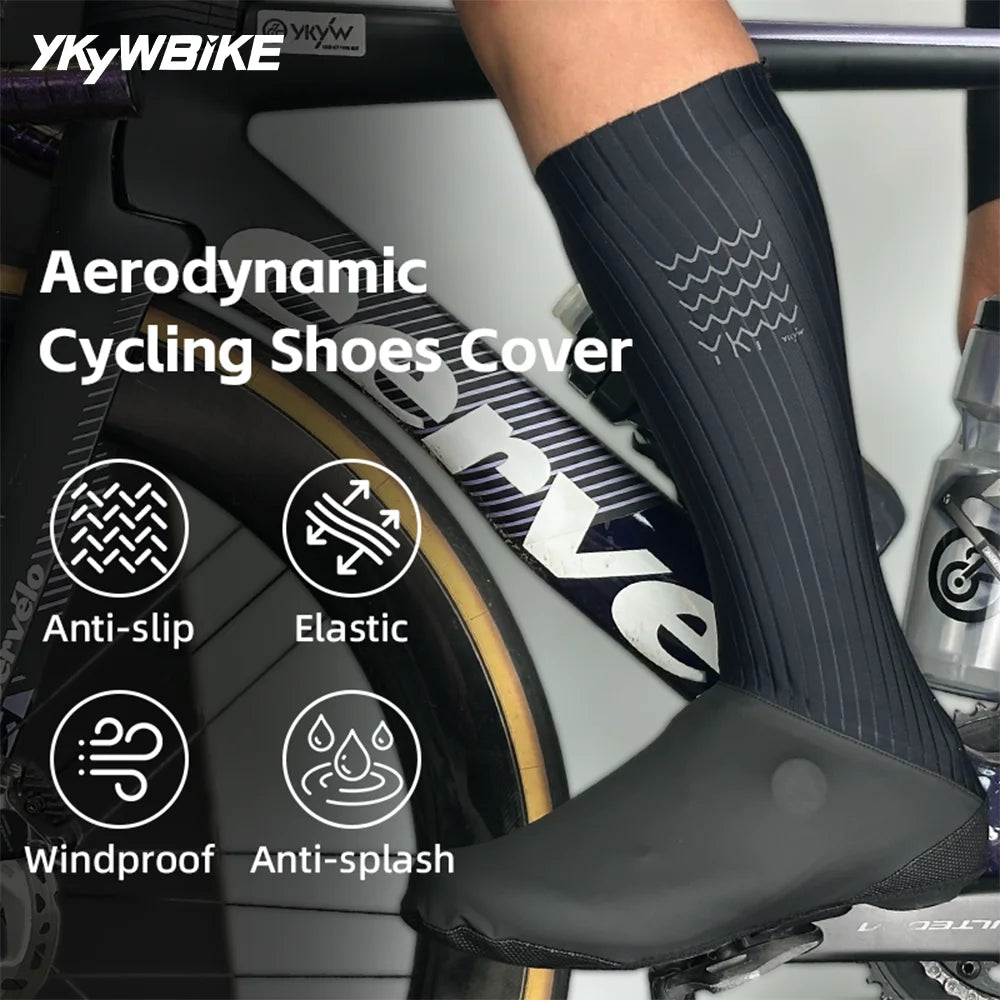 YKYWBIKE Unisex Aero Cycling Shoes Cover Anti-Slip Waterproof Aero Overshoes Windproof Aero Bike Shoes Cover Bicycle Accessories