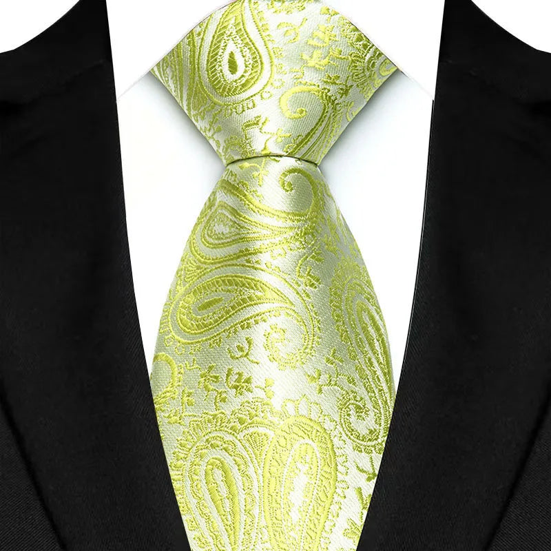 Luxury 8CM Mens Ties Solid Paisley Classic Business Necktie Jacquard Woven Neck ties For Men Groom Wedding Business Party