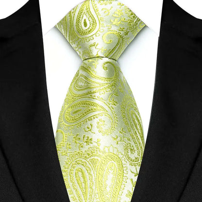 Luxury 8CM Mens Ties Solid Paisley Classic Business Necktie Jacquard Woven Neck ties For Men Groom Wedding Business Party