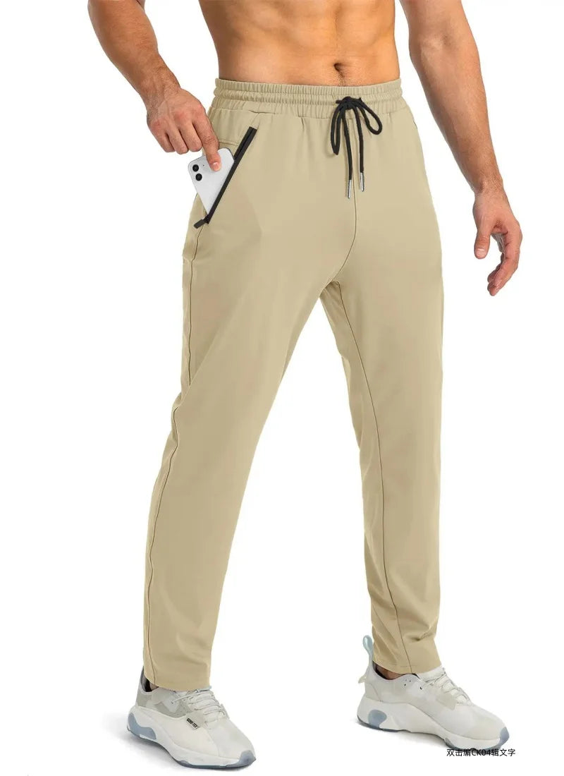 Outdoor Pants Men Quick Dry Straight Running Hiking Pants Elastic Lightweight Yoga Fitness Exercise Sweatpants Joggers