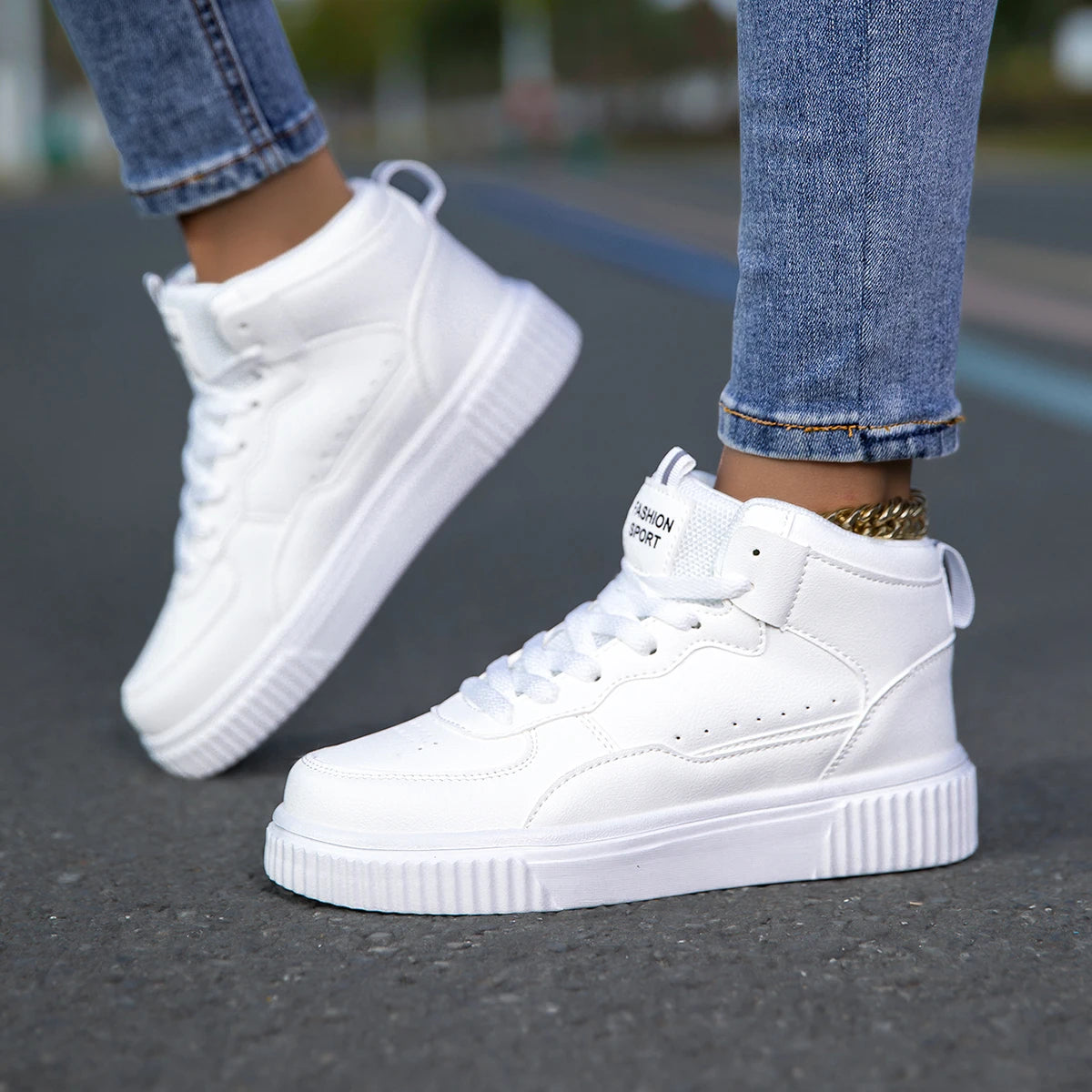YRZL Women Shoes Skateboarding Shoes for Men Sneakers High Top Lightweight White Black Sports Running Outdoor Casual Shoes Men