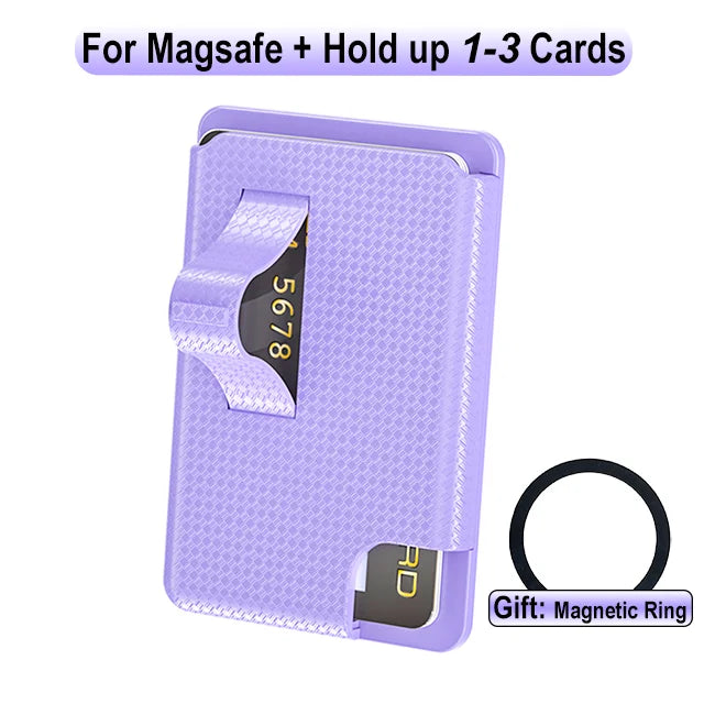 Grippopso Universal Magnetic Wallet Case Men Women Phone Card Holder Wallet With Finger Ring Holder Anti-scratch Card Case