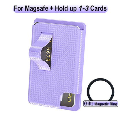 Grippopso Universal Magnetic Wallet Case Men Women Phone Card Holder Wallet With Finger Ring Holder Anti-scratch Card Case