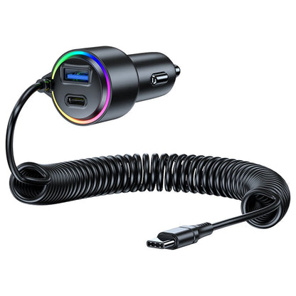 USB C Car Charger 75W Fast Charging PD 45W For QC3 0 Compatible with Dual Ports and Coiled Cable for Efficient Vehicle Charging