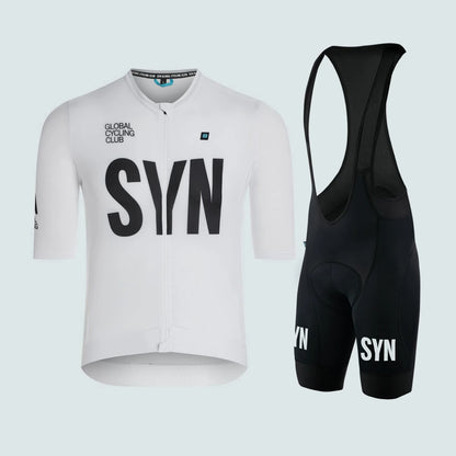 Riding Club Outdoor Leisure Cycling Dinner Entertainment Bicycle Clothing White Summer Short Sleeve jersey and Bib Shorts Set