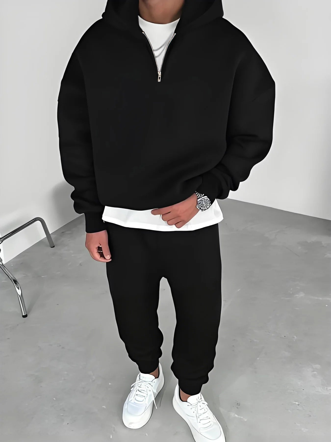 Unisex 2 Piece Set Fitness Running Casual Sport Set Comfortable Casual Sport Solid Color Suit Hooded Pullover Sweatshirt Trouser