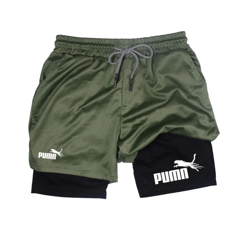 Summer breathable 2-in-1 double-layer shorts men&