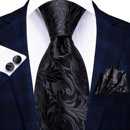 Hi-Tie Designer Burgundy Paisley 63inch Silk Mens Tie Extra Long Ties for Men Woven Classic 160cm Mens Necktie Pocket Square Set