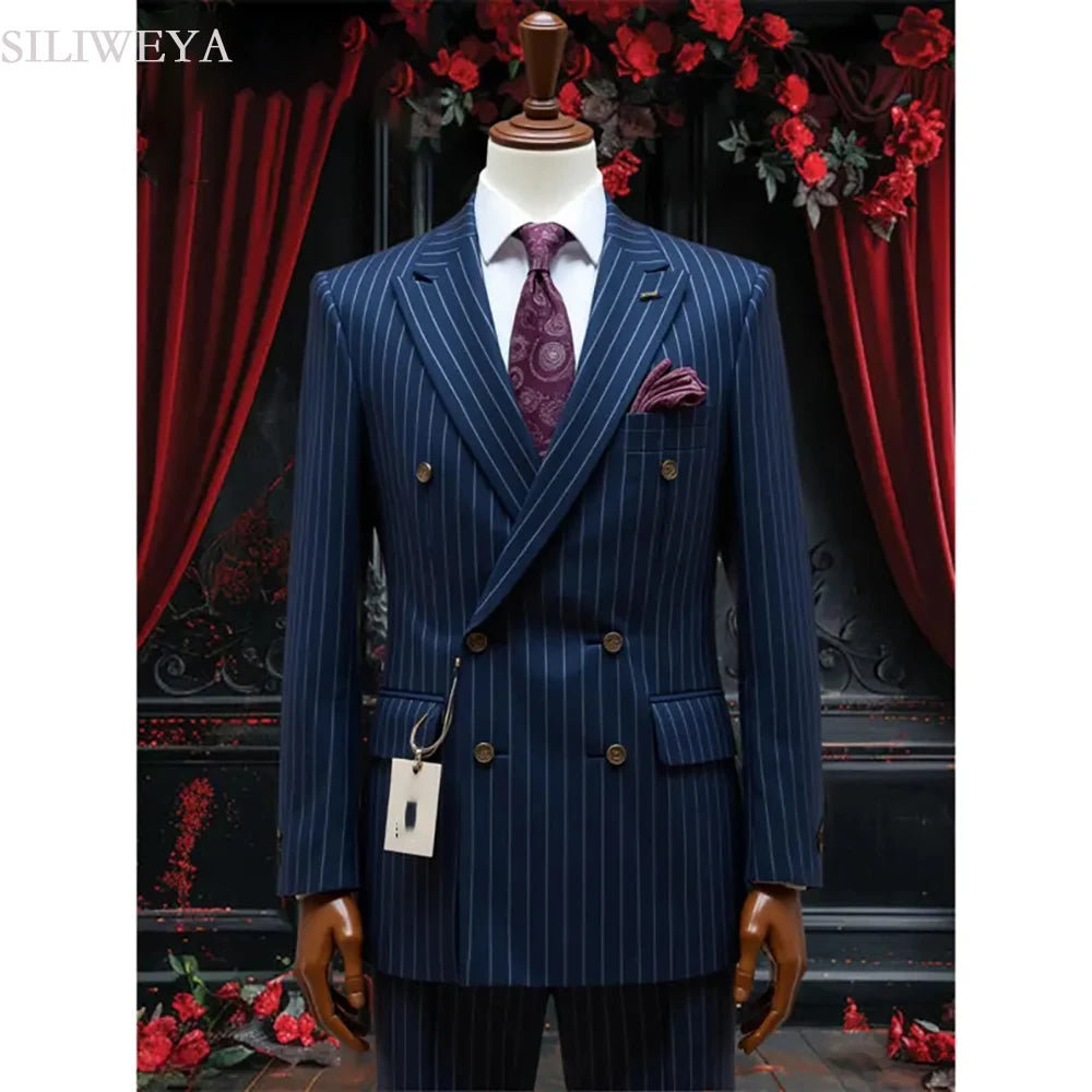 SILIWEYA Double Breasted Business Men&