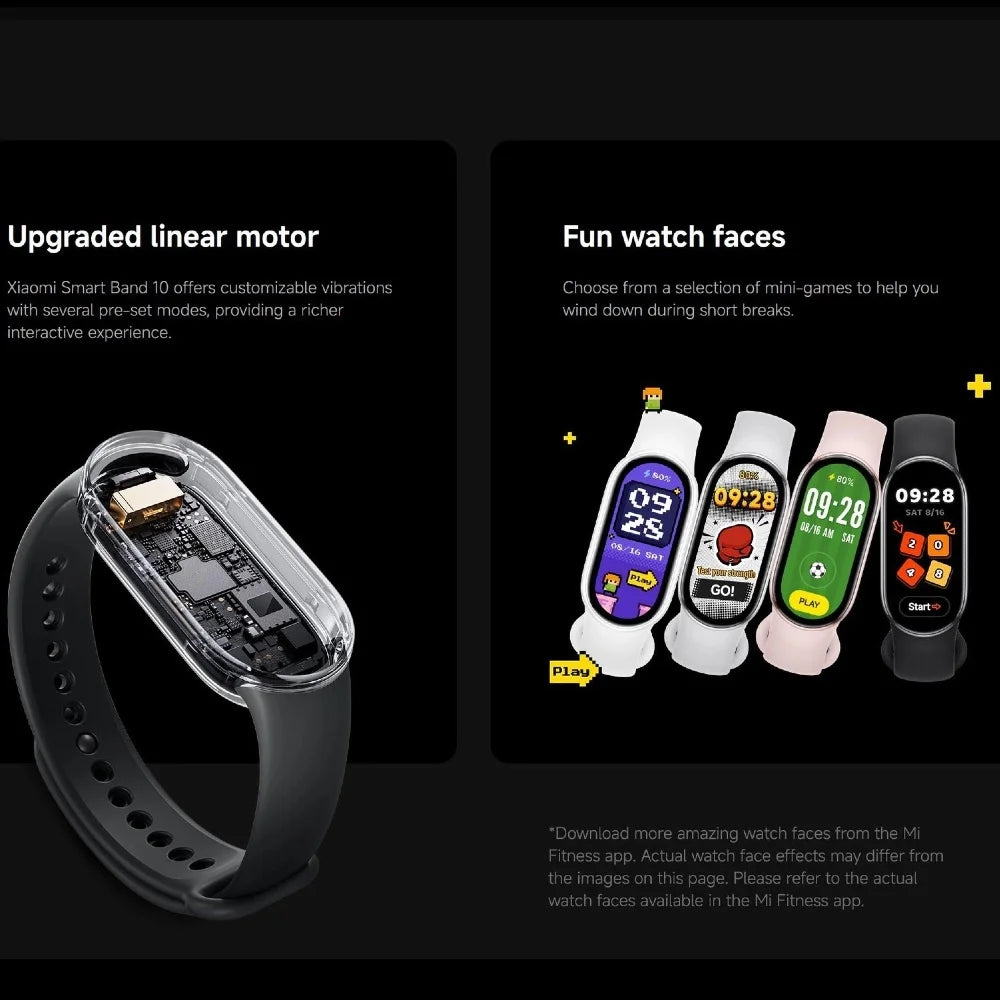 Global Version Xiaomi Smart Band 10 150+ Sports Modes Sleep Monitoring 1.72" AMOLED Display 21-day Battery Mi Wrist Sport Watch