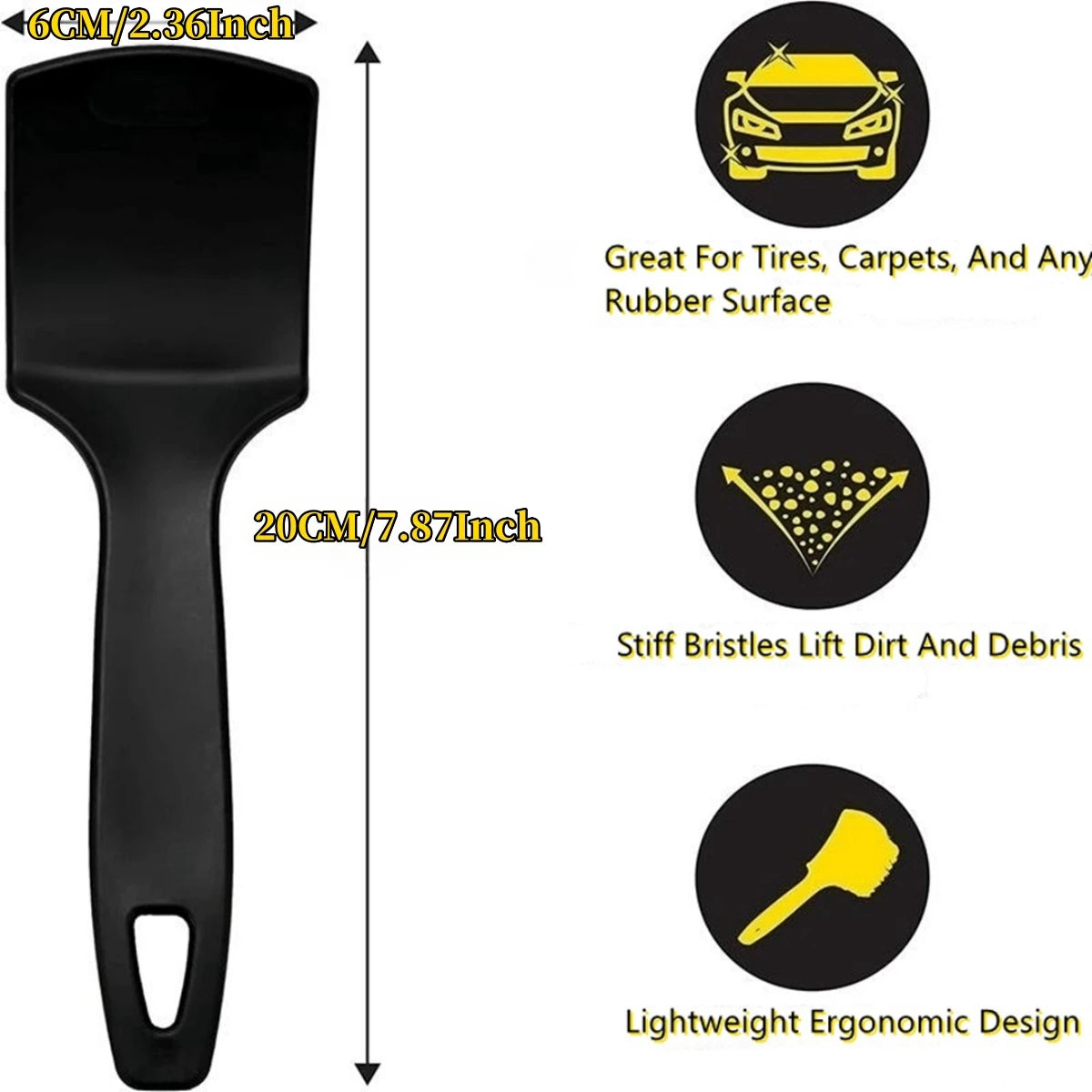 Car Tire Brush Black Bristled Wheel Hub Cleaning Brush Multifunctional Wheel Hub Steel Ring Foot Pad Fabric Cleaning Brush