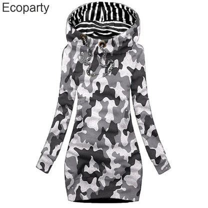 Hoodie Dress Casual Solid Colour Long Sleeve Drawstring Hoodie Dress Slim Hooded Pullover Sweatshirt Dress