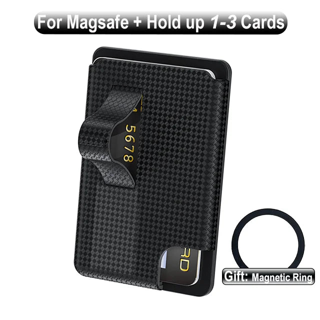 Grippopso Universal Magnetic Wallet Case Men Women Phone Card Holder Wallet With Finger Ring Holder Anti-scratch Card Case