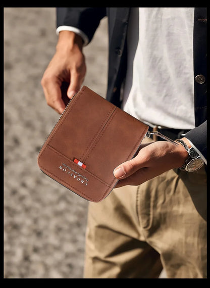 Vintage Credit Card Holder Men Wallets Business Short Coin Purse Zipper Hand Money Bag  Bank Cardholder Case Small Male Walet