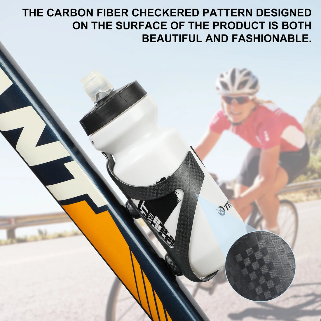 HUALONG Bike Water Bottle Holder Nylon Add Carbon Fiber Water Bottle Cage Road MTB Gravel Bikes Bicycle Water Bottl Drink Cup Ho