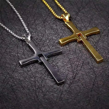 7.8*4.5cm Big Size Alloy Solid Cross Pendant Necklace 60cm Length Stainless Steel Chain Men Women Neck Jewelry Drop Shipping