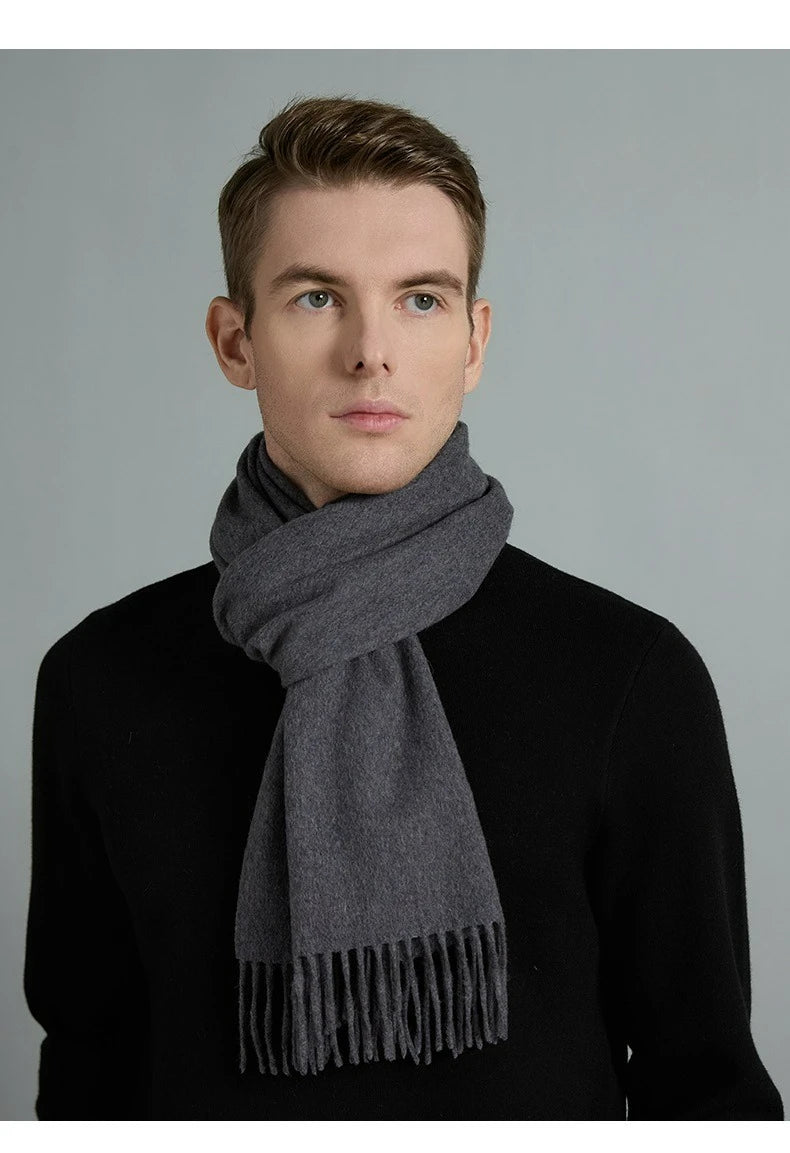 High Quality Solid Color 100% Wool Scarf Men&