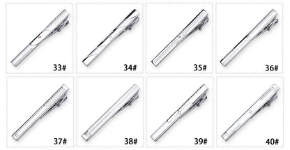 8pcs Tie Clips Metal Diamond With Box For Men Wedding Mens Necktie Clips Set Chrome Stainless Steel Jewelry Gentleman Ties Pin