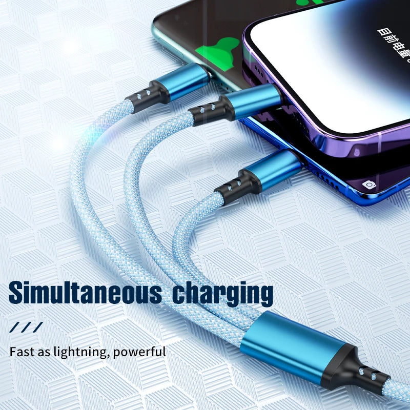 Two Tow Three 100w Braided Fast Charge Data Cable Pd For Mobile Phone Tablet Fully Compatible With Huawei Xiaomi Multi Interface