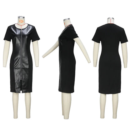 Plus Size Spring Trendy Light Maturity Sexy round Neck Breathable Front Opening Large Size Dress Skirt Chinese Brand Women&
