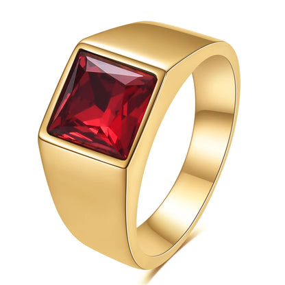 VQYSKO Big Square Cut Stone Signet Ring Exquisite Large Colour Quartz Cocktail Ring For Women Men Jewelry Party Gifts