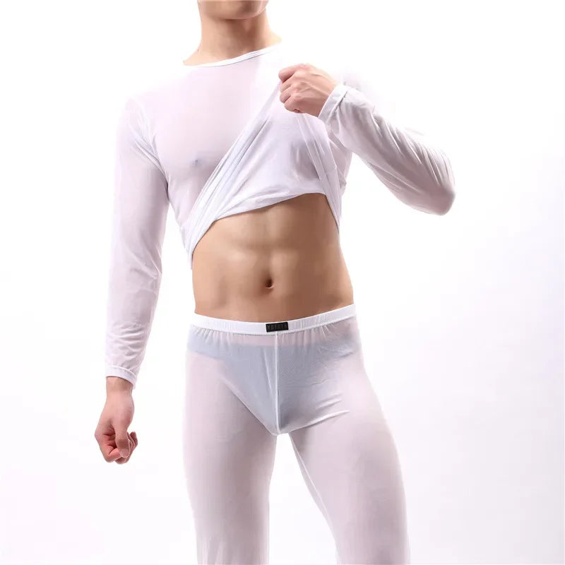 Men Long Johns Underwear Thermal Underwear Ultra-thin Tops and Pants Set Premium Quality Soft Loose Casual Long Johns