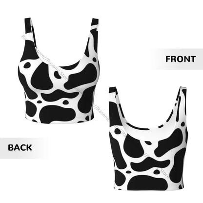 Women Sexy Sports Vest Cow Domestic Pattern Female Streetwear Sport Lingerie Tee Crop Top