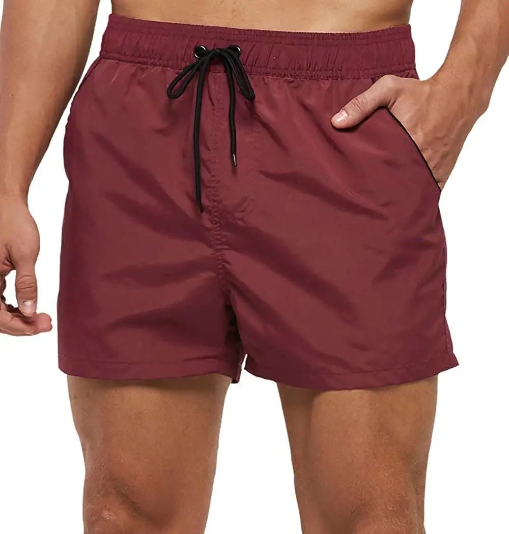Men Summer Swim Shorts Swimwear Trunks Swimsuits Quickly Dry Surf Beach Board Elastic Waist Swim Pants Surffing Shorts with Mesh