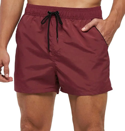 Men Summer Swim Shorts Swimwear Trunks Swimsuits Quickly Dry Surf Beach Board Elastic Waist Swim Pants Surffing Shorts with Mesh