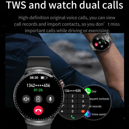 T-REX New 2in1 Smartwatch Tracker Compass Built in Headphones Bluetooth Call Smartwatch Health Monitor Fitness Men Sports Watch