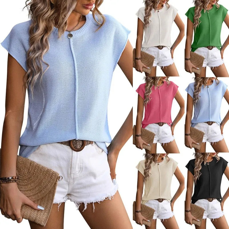 Solid Casual Loose Blouses For Women Fashion Summer Vintage Women&