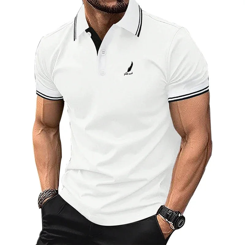 Men Clothes 100% Polyester Breathable Business Casual Polo Shirt Tops Men Short Sleeve Summer Fashion Slim Fit Polo Shirt