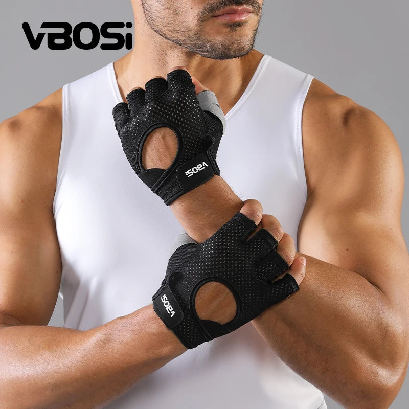 VBOSI Half-Finger Fitness Sports Gloves – Breathable, Non-Slip, Padded Palm for Weightlifting, Cycling &amp; Driving for Women Men