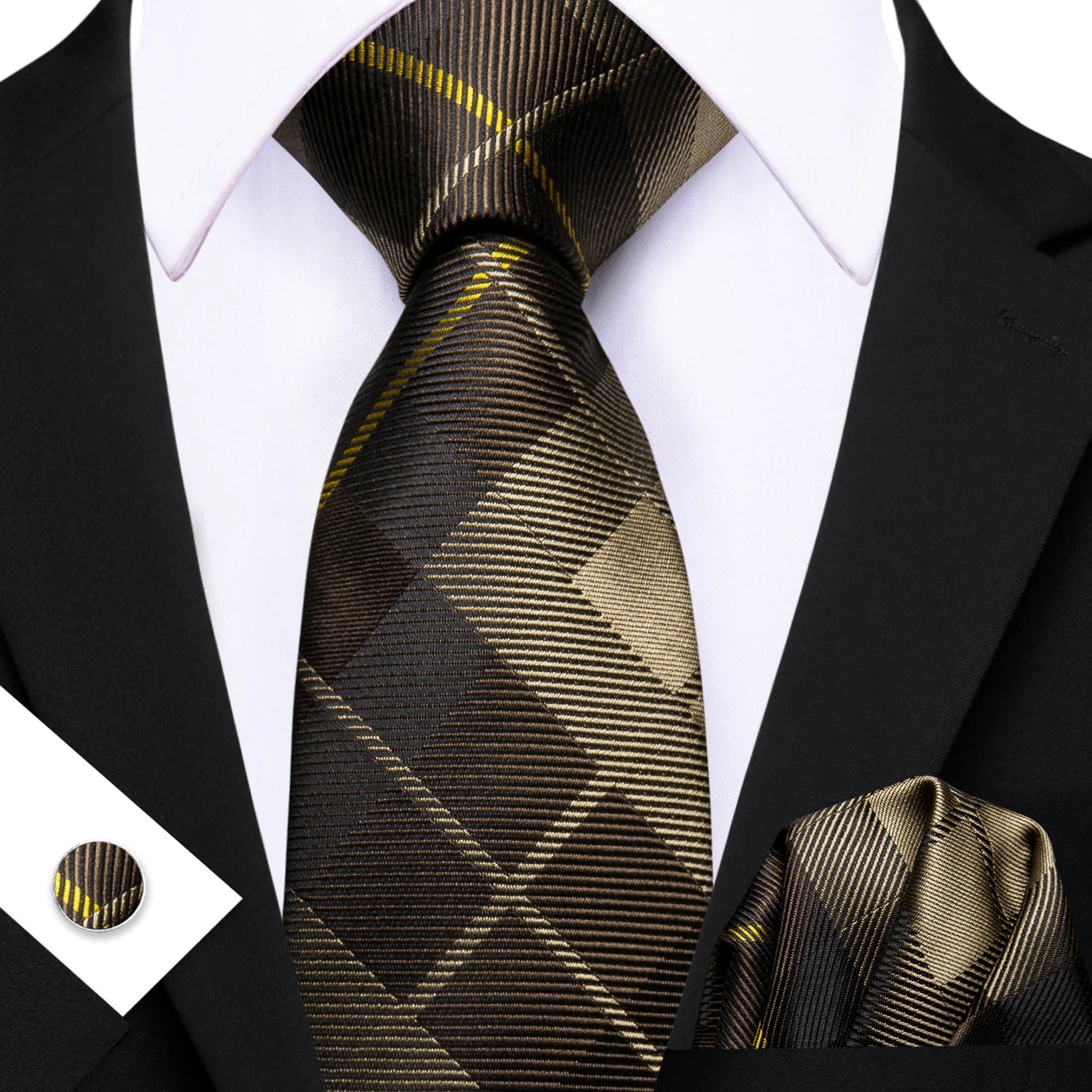 Barry.Wang Jacquard Brown &amp; Gold Men&