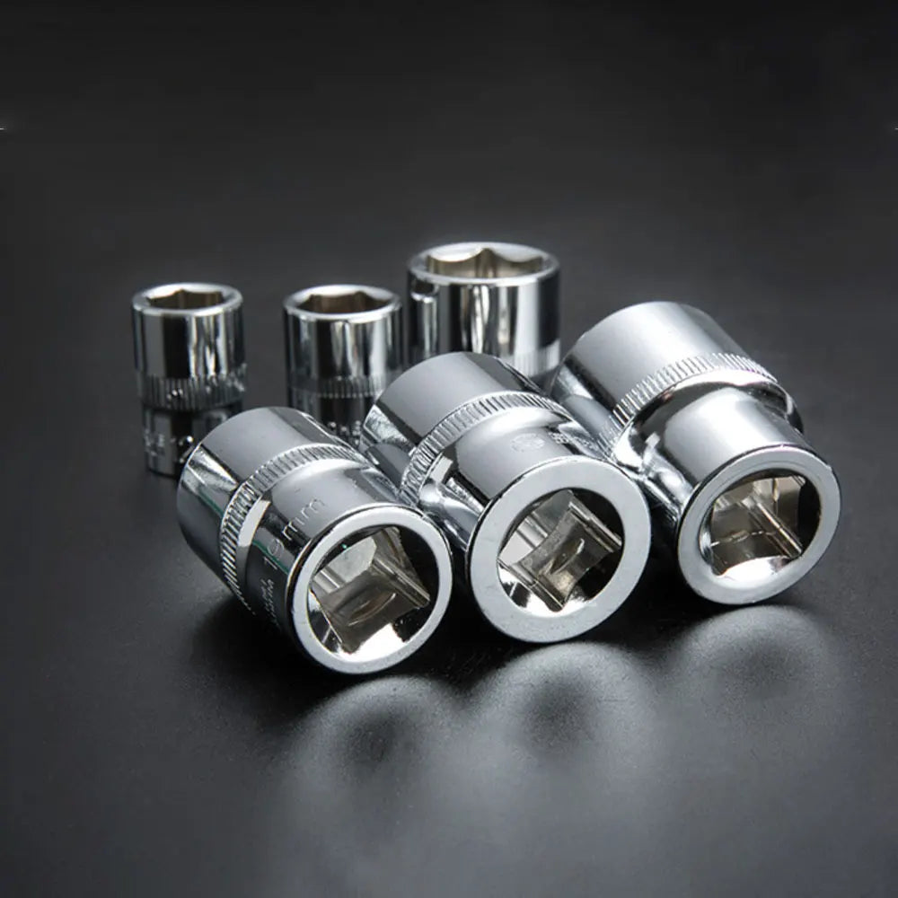 Hex Socket Wrench Head Set 1/4 3/8 1/2 Short Long Socket Deep Nut Driver Sleeve Spanner End Ratchet Tool With Holder