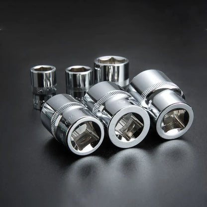 Hex Socket Wrench Head Set 1/4 3/8 1/2 Short Long Socket Deep Nut Driver Sleeve Spanner End Ratchet Tool With Holder
