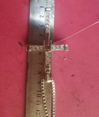 7.8*4.5cm Big Size Alloy Solid Cross Pendant Necklace 60cm Length Stainless Steel Chain Men Women Neck Jewelry Drop Shipping