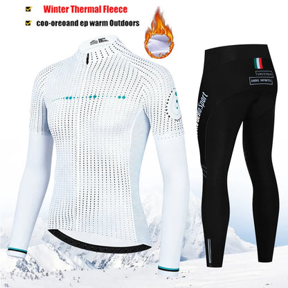 Winter Thermal Fleece Cycling Jersey Set Tour De Italy D&