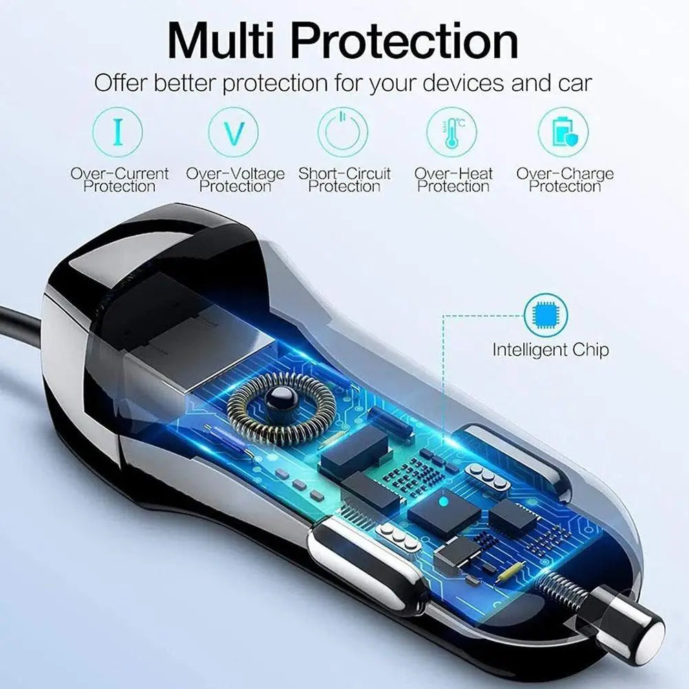 Car Charger USB Quick Charger 3.0 Auto Charger Mobile Phone Micro Type C Fast Cable For Huawei For IPhone Android Chargers
