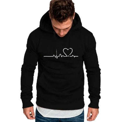 Women Casual Hoodies Heartbeat Print Men&